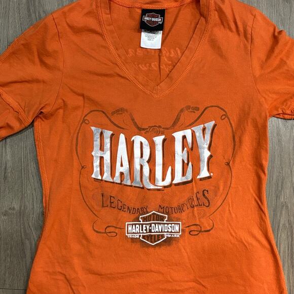 Harley Davidson Nags Head Orange wing top Small - Picture 3 of 6